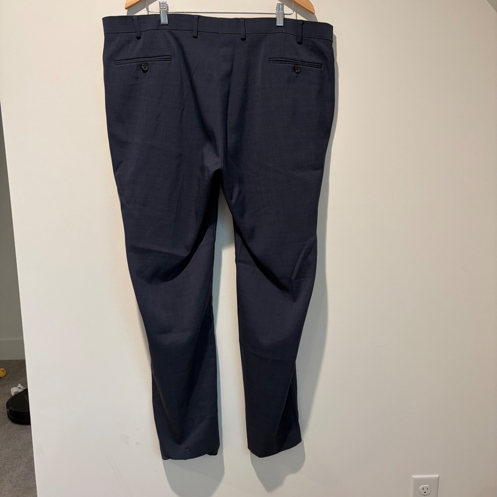 Chaps Mens Total Comfort Navy Blue Textured Dress Pants 42W x 32L Flat Front - Picture 2 of 7